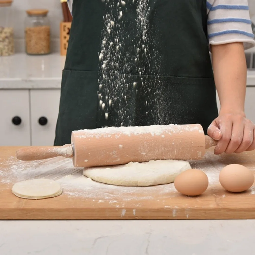 Multi Size Beech Wood Rolling Pin Freely Rotating With Handles Dough Roller Unpainted Wax Free Pastry Rolling Pin Home Baking