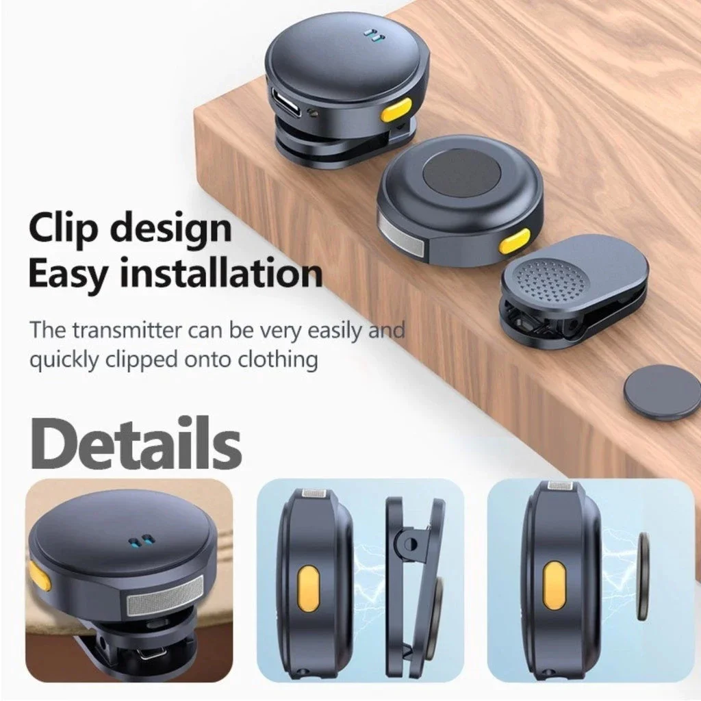 Professionelles magnetisches Mini-Wireless-Ansteckmikrofon mit Geräuschunterdrückung für iPhone Android Typ C-Telefon