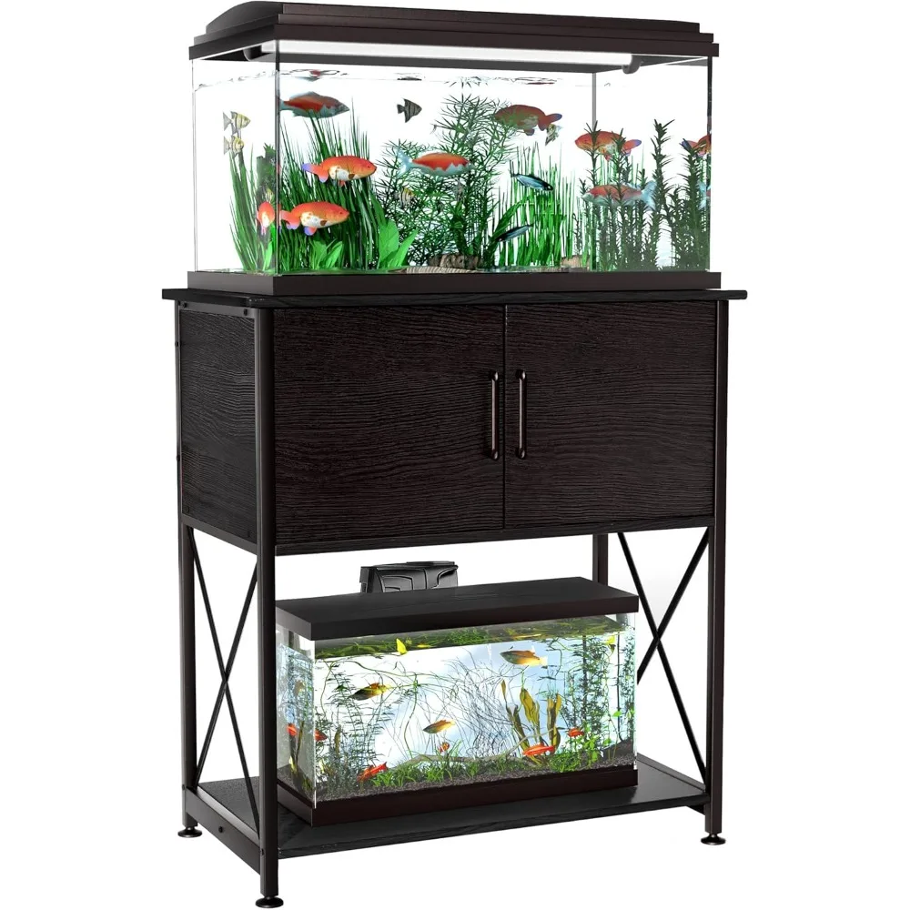 

Gallon Aquarium Stand Metal Frame Fish Tank Stand with Cabinet Storage, for 20 Gallon Long Aquarium,30.7 L*16.5 W Tabletop