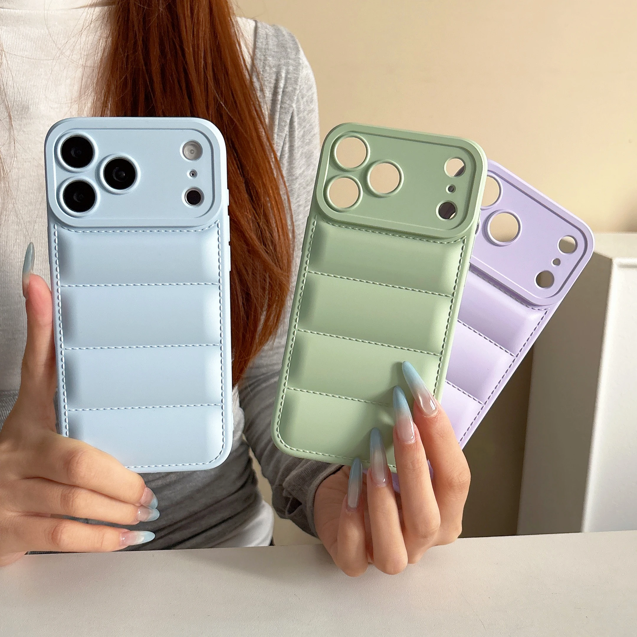 Korean down jacket phone case for Samsung Galaxy S22 S23 S24 S25 S26 Ultra Plus soft shock-absorbing full lens protective cover