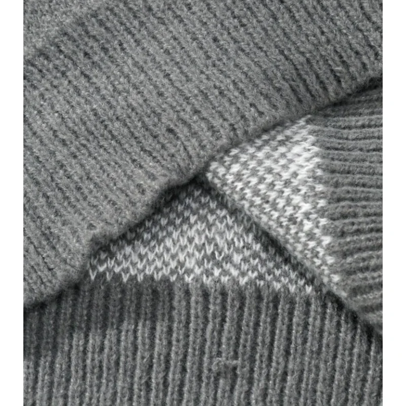 Men & Women Long Sleeve Knit Sweater Autumn Winter Hong Kong Style Round Neck Jacquard Knitwear Couples' Printed Sweater