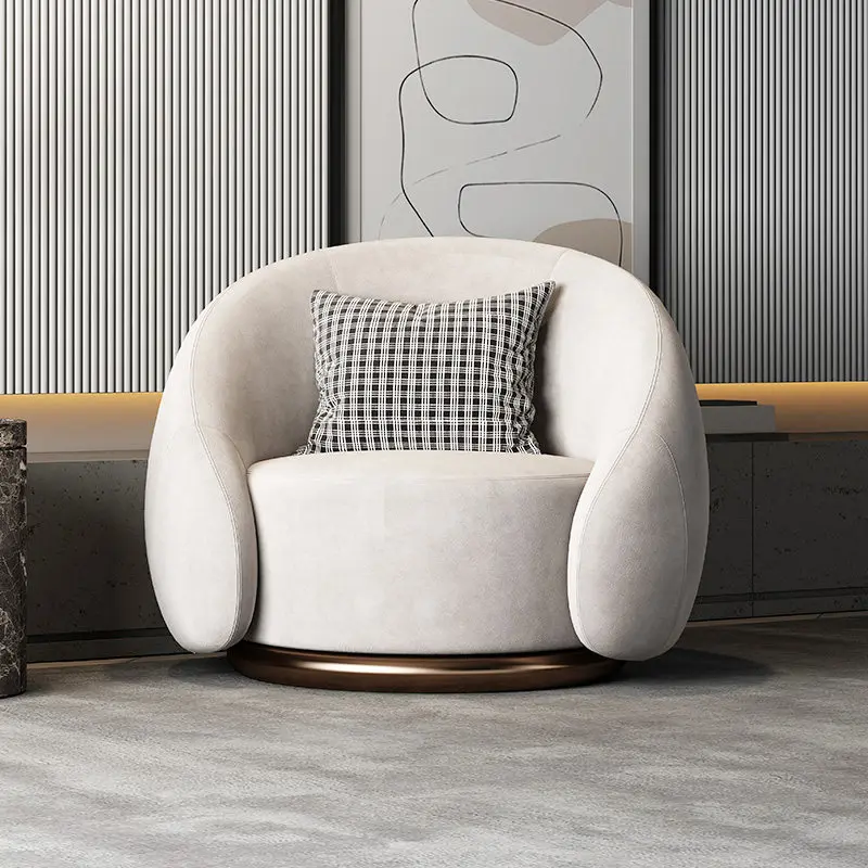 

Nordic Fabric Lounge Armchair Home Rotating modern swivel chair with backrest comfortable poltrone salotto room furniture