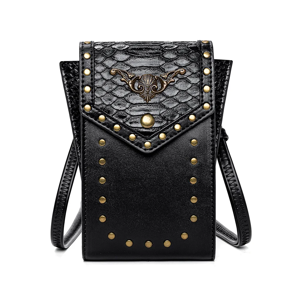 

Steampunk Outdoor Women's Shoulder Bags Harajuku Gothic Chic Crossbody Cellphone Bag Wallet PU Leather Lipstick Small Bags