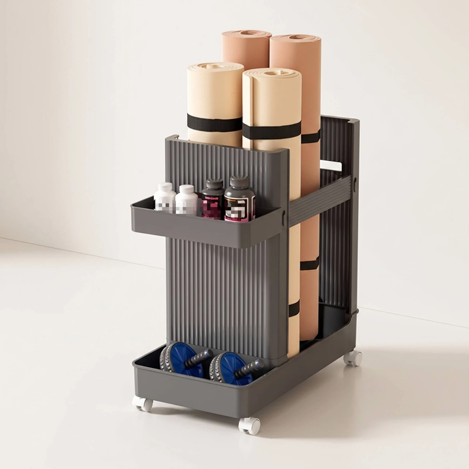 Sports Equipment Storage Organizer Space-Saving Sports Gear Organizer Cart with Caster Wheels Heavy-Duty for Fitness Enthusiasts