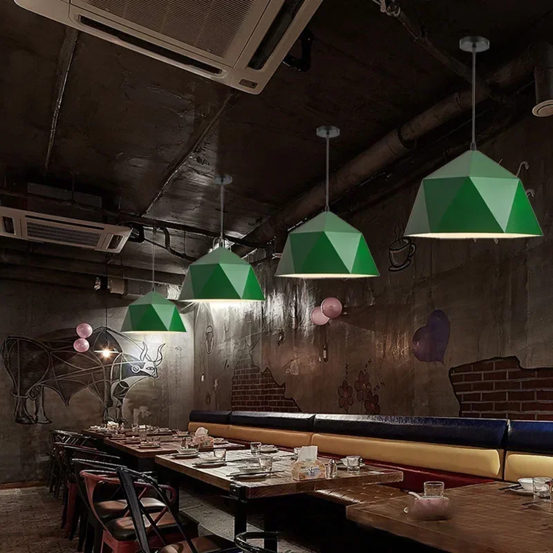 Lampadario a Led retrò Loft americano ristorante in stile industriale Led lampada decorativa ristorante illuminazione a sospensione paralume verde