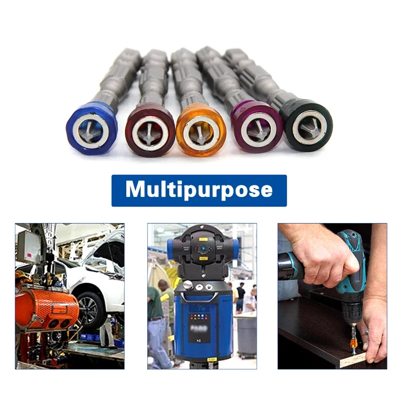 5Pcs/Set Magnetic Screwdriver Bit Head Mult Color Hex Phillips Cross Driver Electric Drill Power Shank Durable Tools Accessory