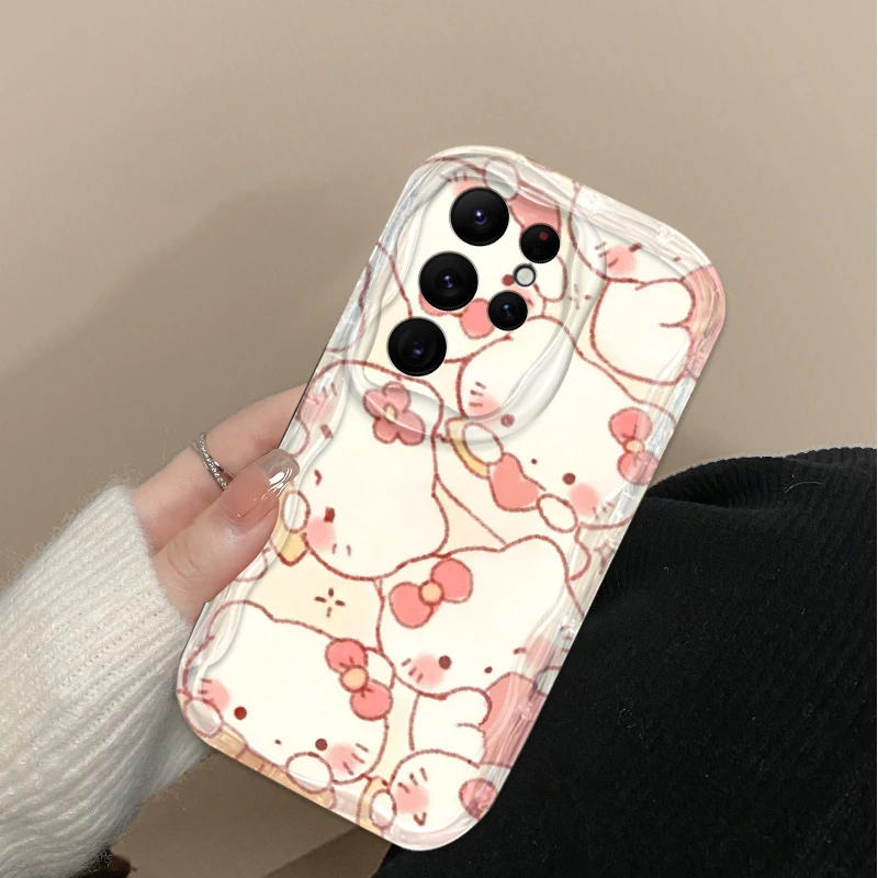 Funda de teléfono con melodía de Hello Kitty de dibujos animados para Samsung Galaxy S25 S24 Ultra S23 S22 S21 S20 Plus FE A56 A36 A26 A17 A07