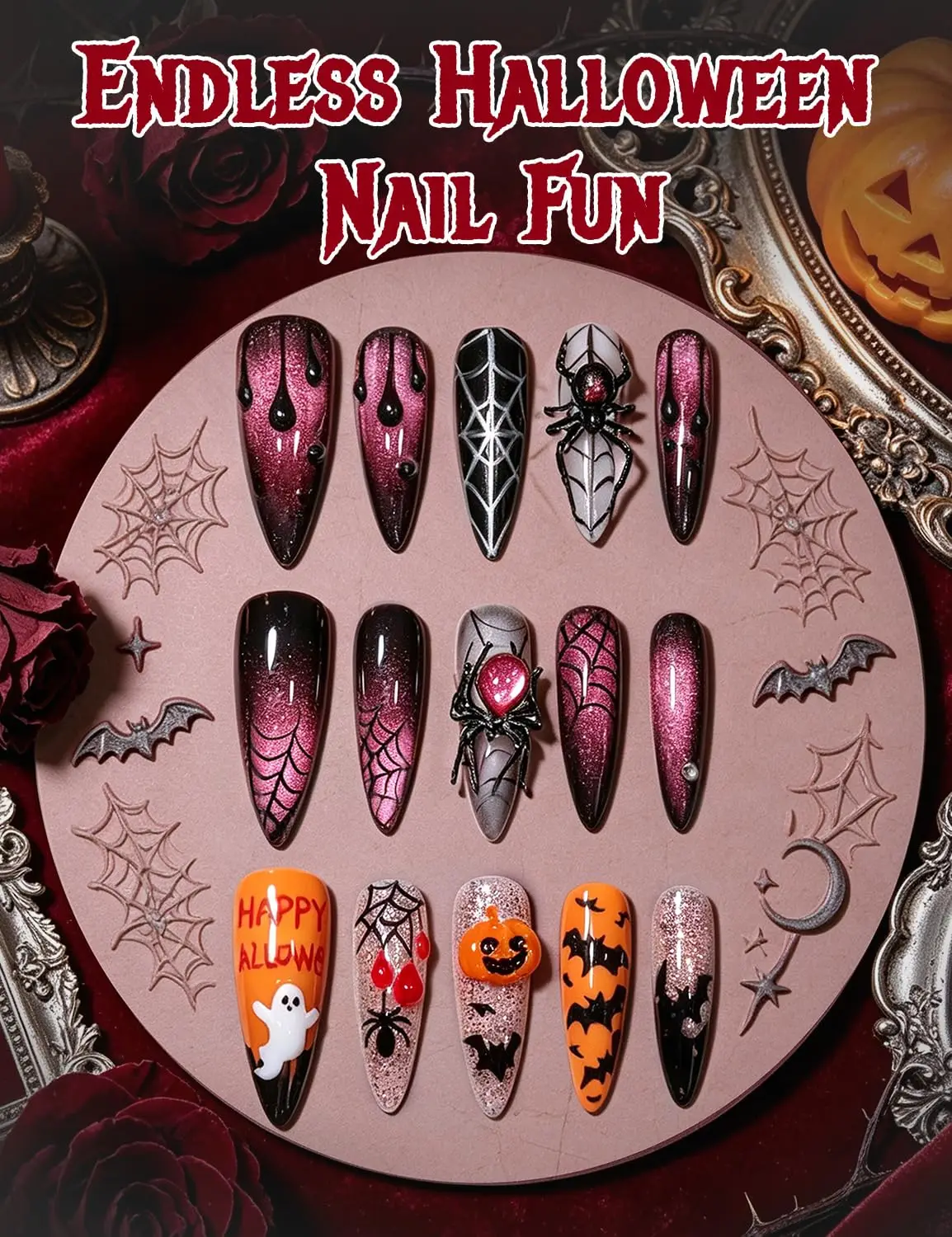 Beetles 3D Gel Nail Art White - Nail Art Vampire review and price