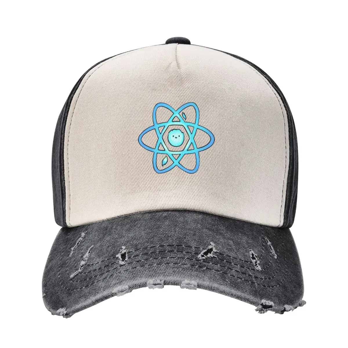 

React Javascript JS Developer Happy State Components Atom Laptop or Skateboard Stickers for Coders Baseball Cap