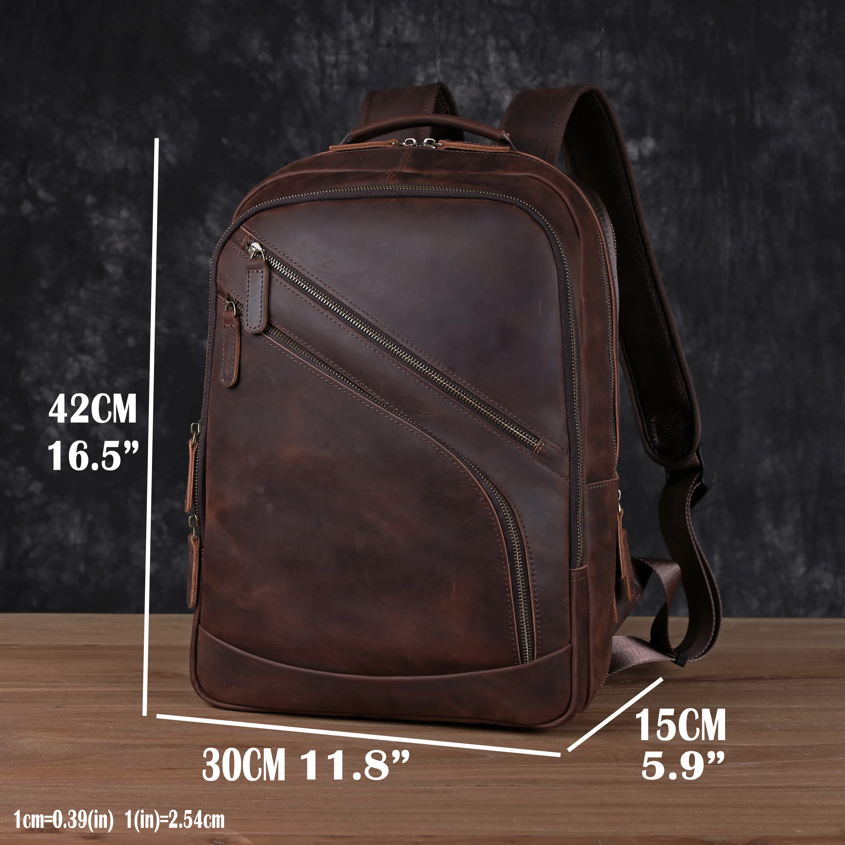 Leather Backpack Men\'s Backpack Top Layer Cowhide Computer Bag Large Capacity Hiking Bag Retro Travel Bag Fashion Schoolbag