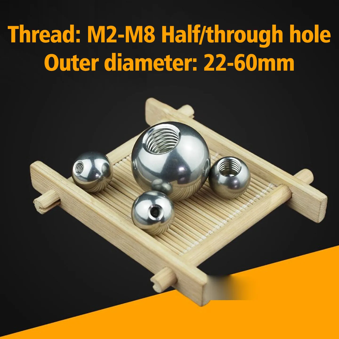 304 Stainless Steel Threaded Balls with Blind or Through Metric Thread M2-M10 Solid Drilled Steel Ball