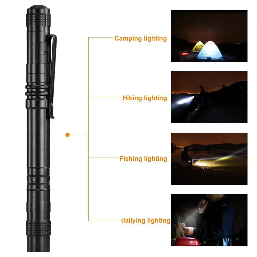 Mini Portable LED Flashlight Pen Light High Lumen Handheld Torch Pocket Ultra Bright Flashlights for Dentist Checking Camping