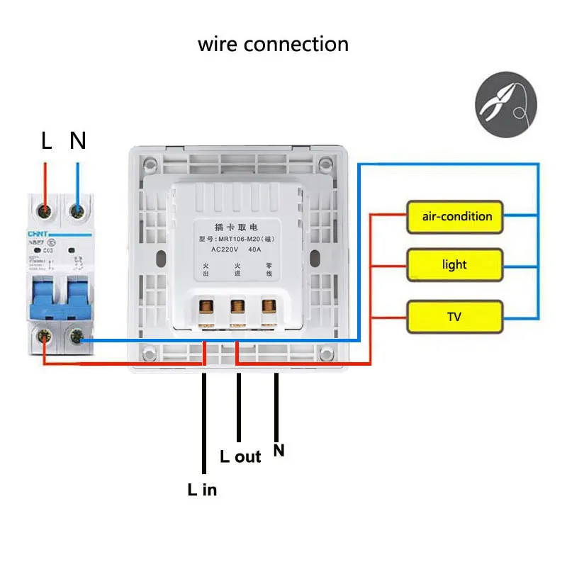 Hotel Energy Saving Switch Magnetic Insert Card  220V 40A Three Line For Power Without Time Delay