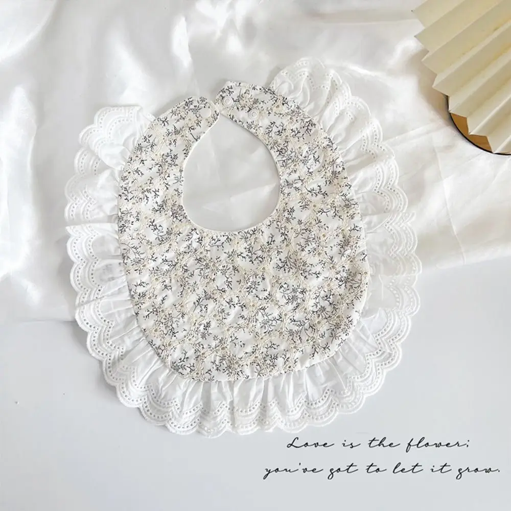 Baberos de algodón en forma de U para bebé, Baberos impermeables para alimentar al bebé, Baberos para babear, toalla de Saliva Floral de encaje, paños, accesorios para el cuello