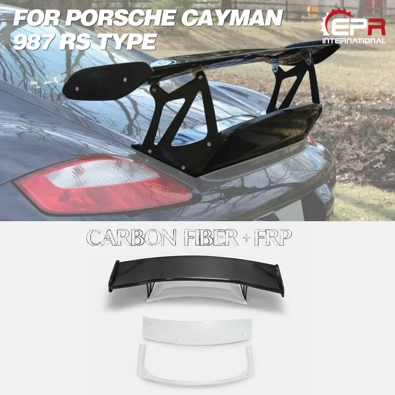 Rear Trunk Spoiler Wing Lip for Porsche Cayman 987 RS Type Carbon /Glass Fiber and GT Racing Aero Trim 8Pcs Body Kit