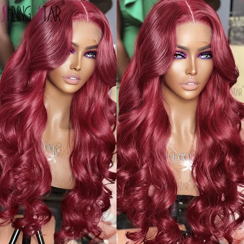 30 34 Inch Hd Lace Wig 13X6 Hd Lace Frontal Wig 13X4 Red Lace Front Human Hair Wigs 99J Burgundy Body Wave Lace Front Wigs 180%