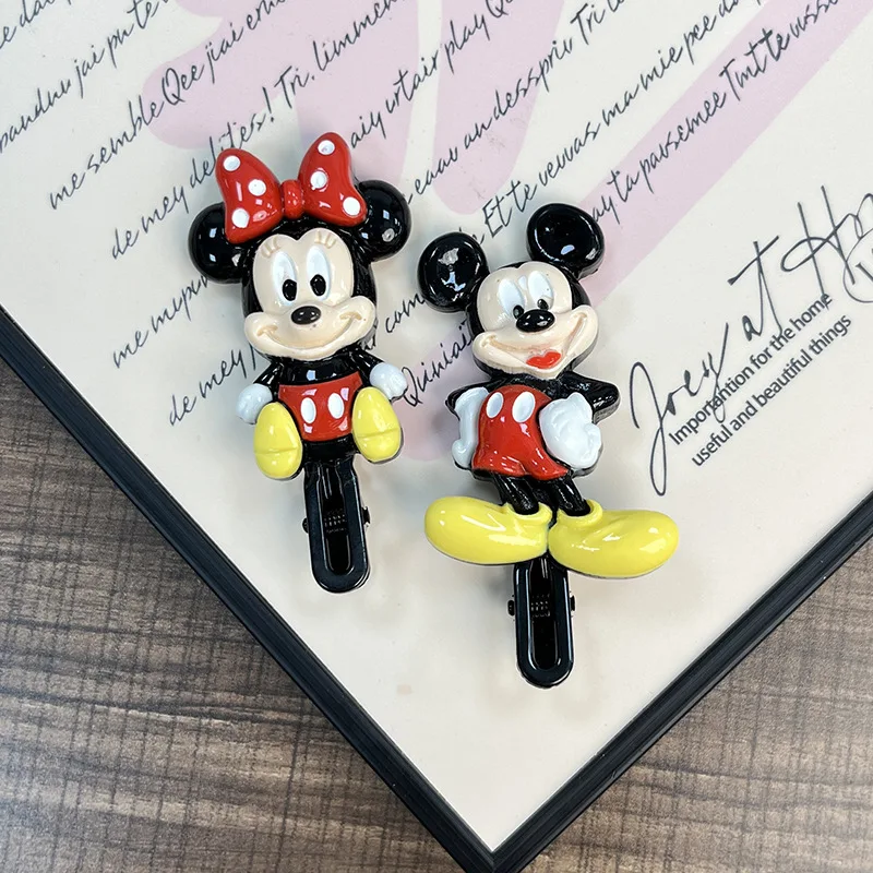 Disney Mickey Minnie Mouse Kawaii Cartoon Hairpin Versatile Girl Bangs Side Clip Sweet Lovely Headdress Creative Gifts Ornaments