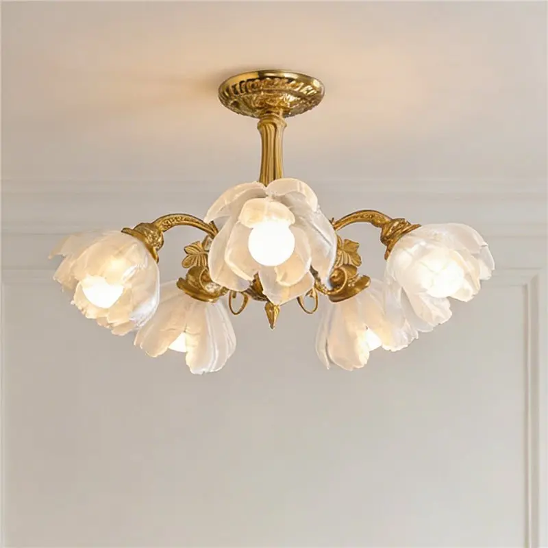Petal pendant lamp, American vintage ambient bar counter dining table lamp, vintage design floral creative high-end dining room