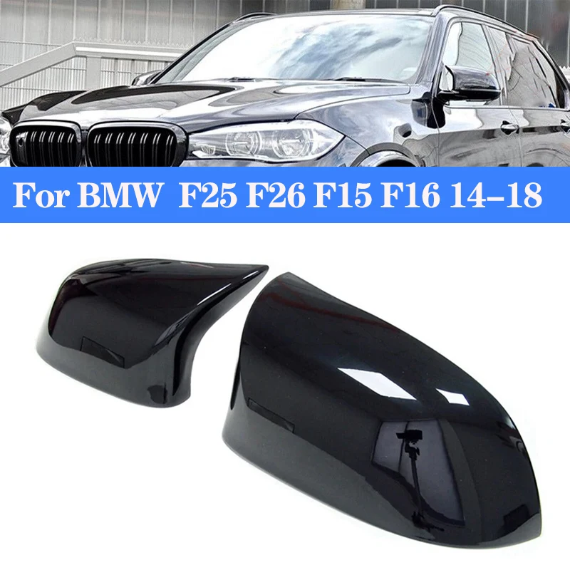 

Car Rear View Side Mirror Cover Rearview Mirrors Cap For BMW X3 X4 X5 X6 F25 F26 F15 F16 Carbon Fiber Auto Gloss Black 14-18