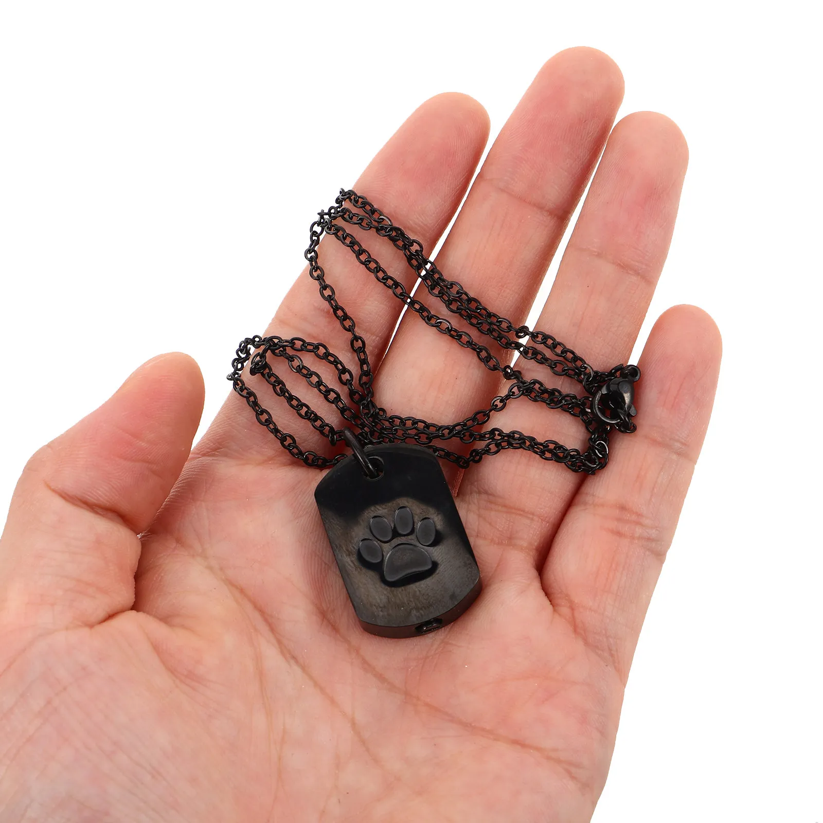 

Комплект из 2-х подвесок-урн для праха питомца с отпечатком лапы, памятные украшения для кремации, ожерелье-урна для собак, мемориальный кулон для праха