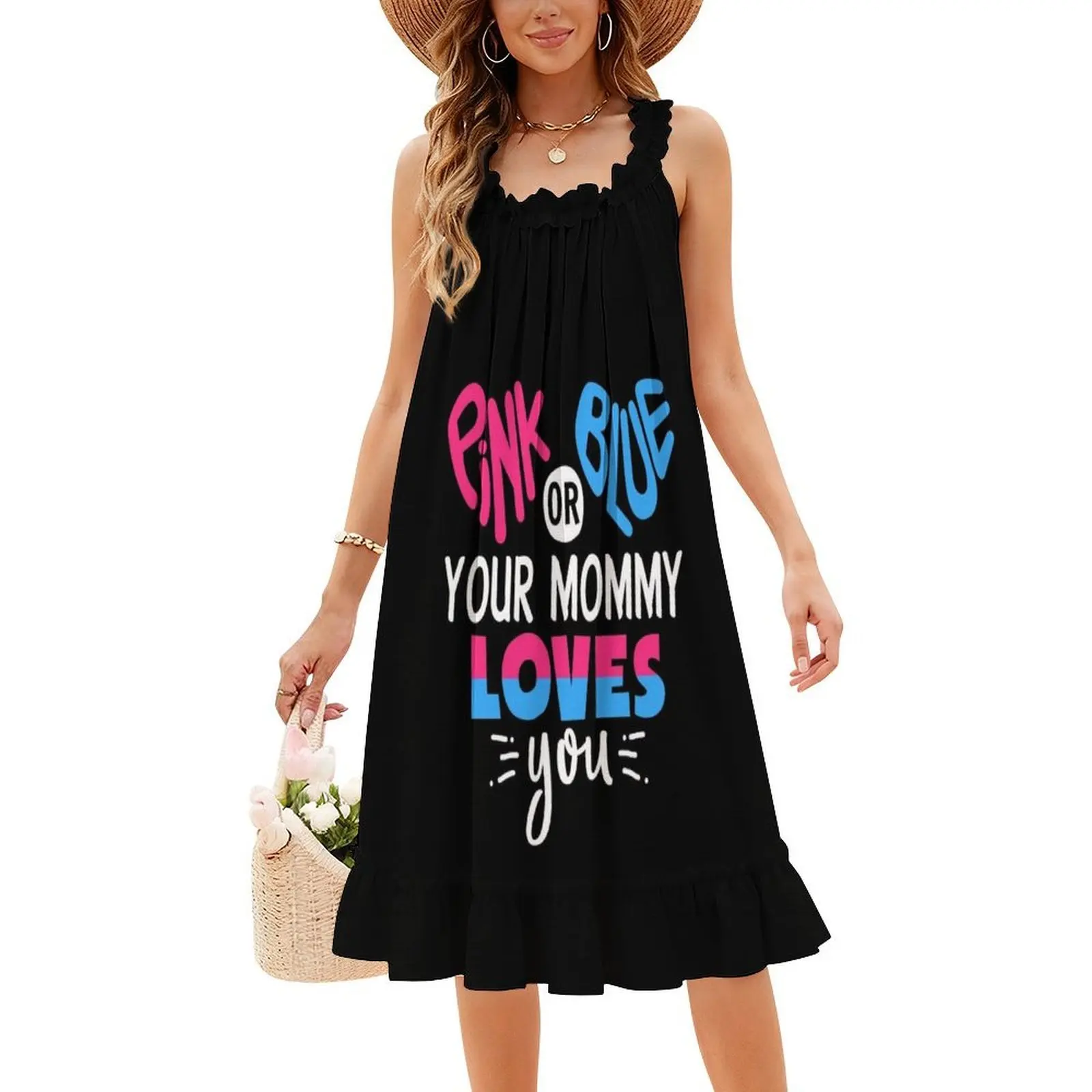 الوردي أو الأزرق أمك تحبك فستان قصير على طراز Preppy للنساء على شكل حرف a فضفاض مناسب فستان يوم غير رسمي أمي الأم الأم أمي ماما