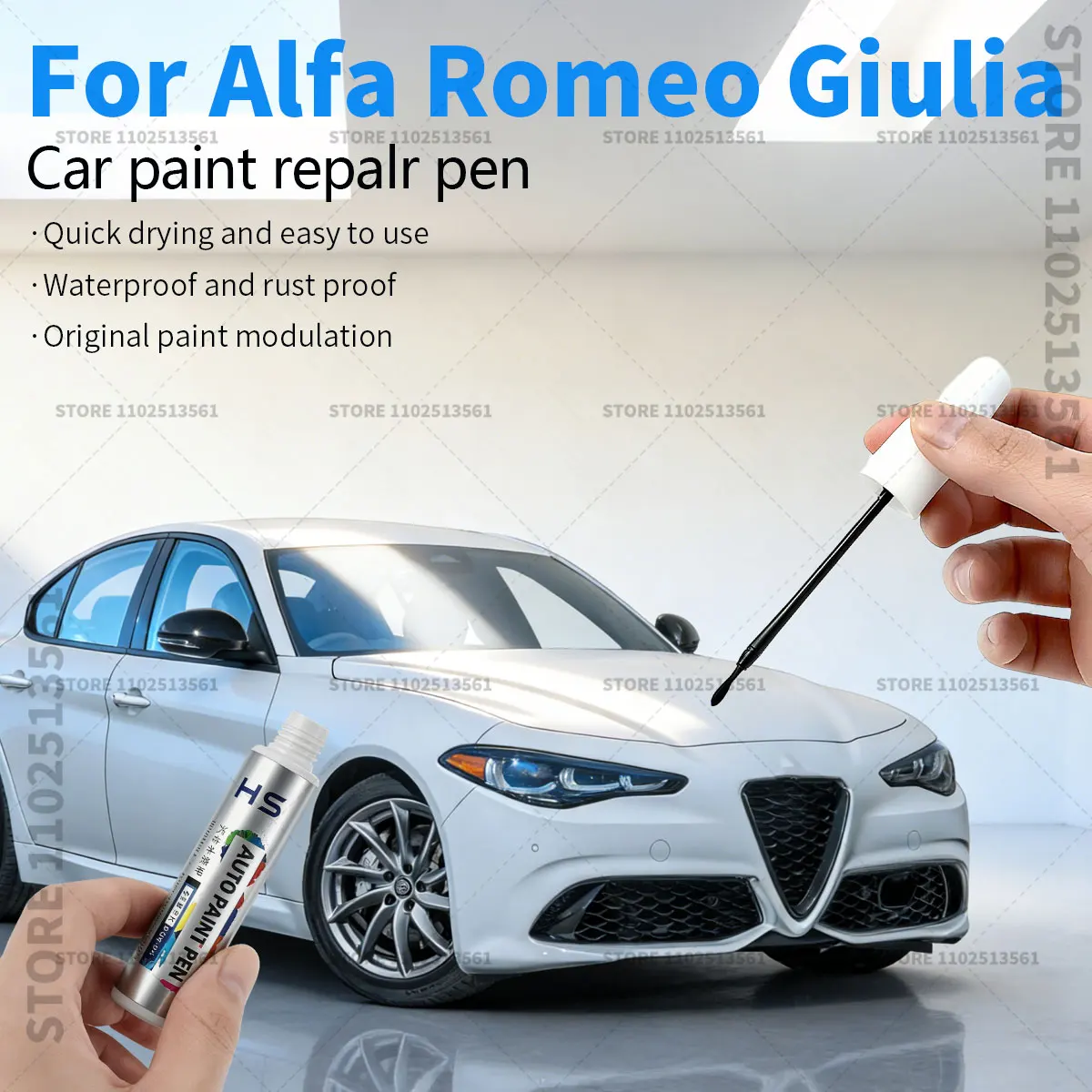 

Ручка для ремонта автомобильной краски Alfa Romeo Giulia, аксессуары для устранения царапин, белый 217, 252, синий 756A, зеленый 800A, огненно-красный, зеленый