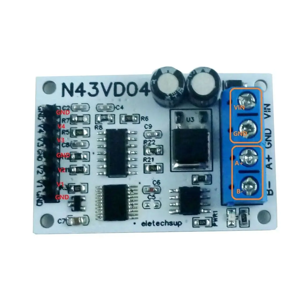 0-10V 4ch Voltage Analog Acquisition Controller RS485 PLC Modbus RTU Command ADC