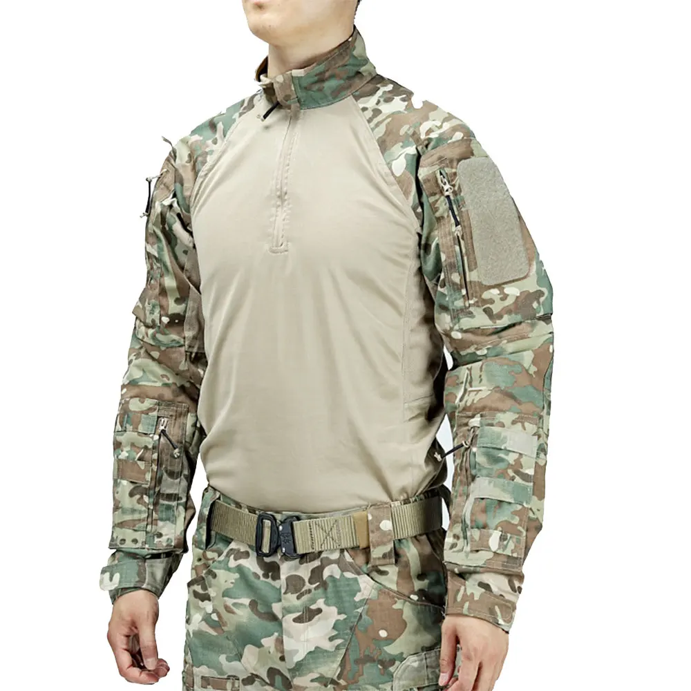 Tactical Combat Shirt Men Cotton Tactical Uniform Camouflage T Shirt Multicam US  Clothes Camo Long Sleeve Shirt