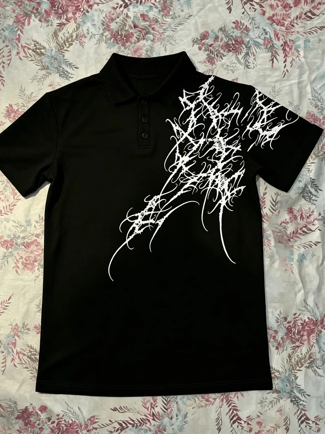 2026 new men's and women's summer clothing American high street thorn Polo short sleeved dark niche gothic style top