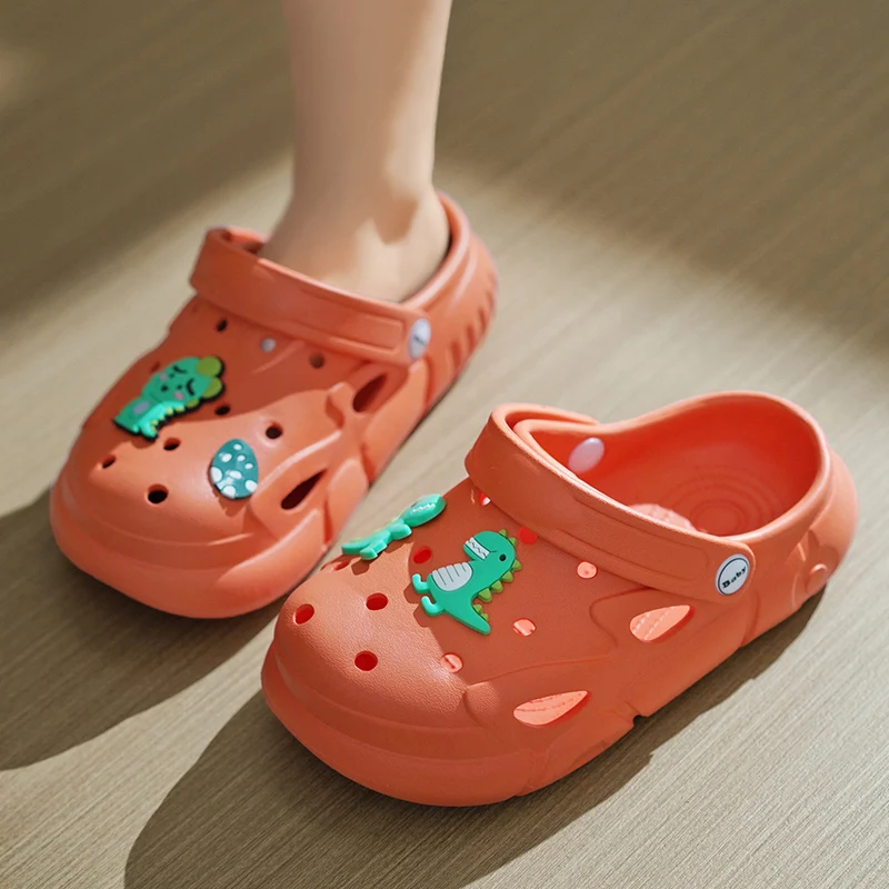 Children Summer Beach Sandals Cartoon Dinosaur Slippers For Baby Girls Boys Slides Clogs Flats Kids Casual Garden Toddler Shoes