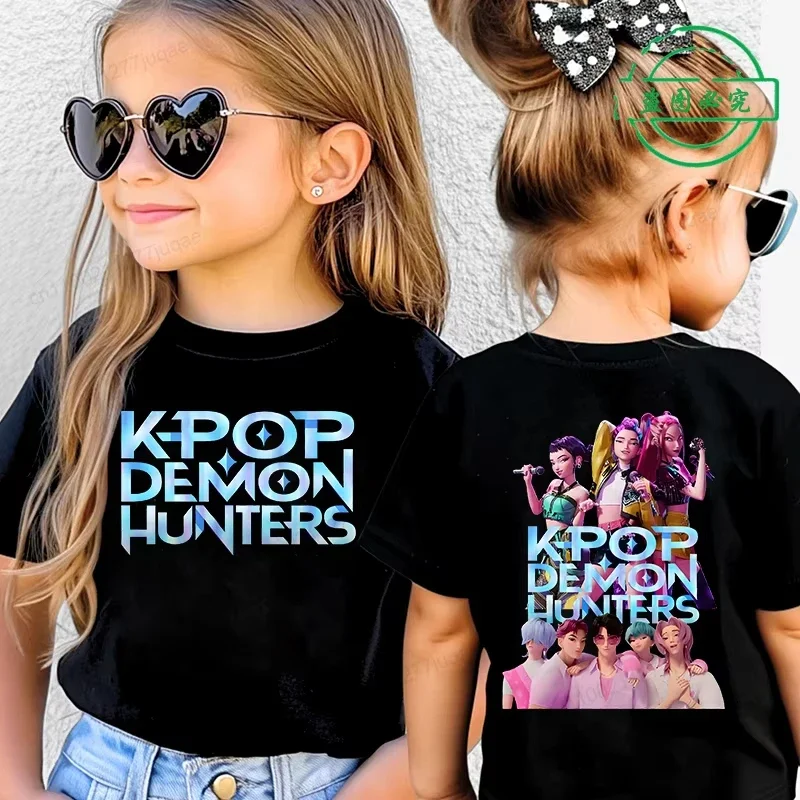 

KPop Demon Hunters Saja Boys Kids Clothing Summer Cartoon Derpy Tiger Clothes Fashion Boys T-shirt Cotton Children's T Shirts