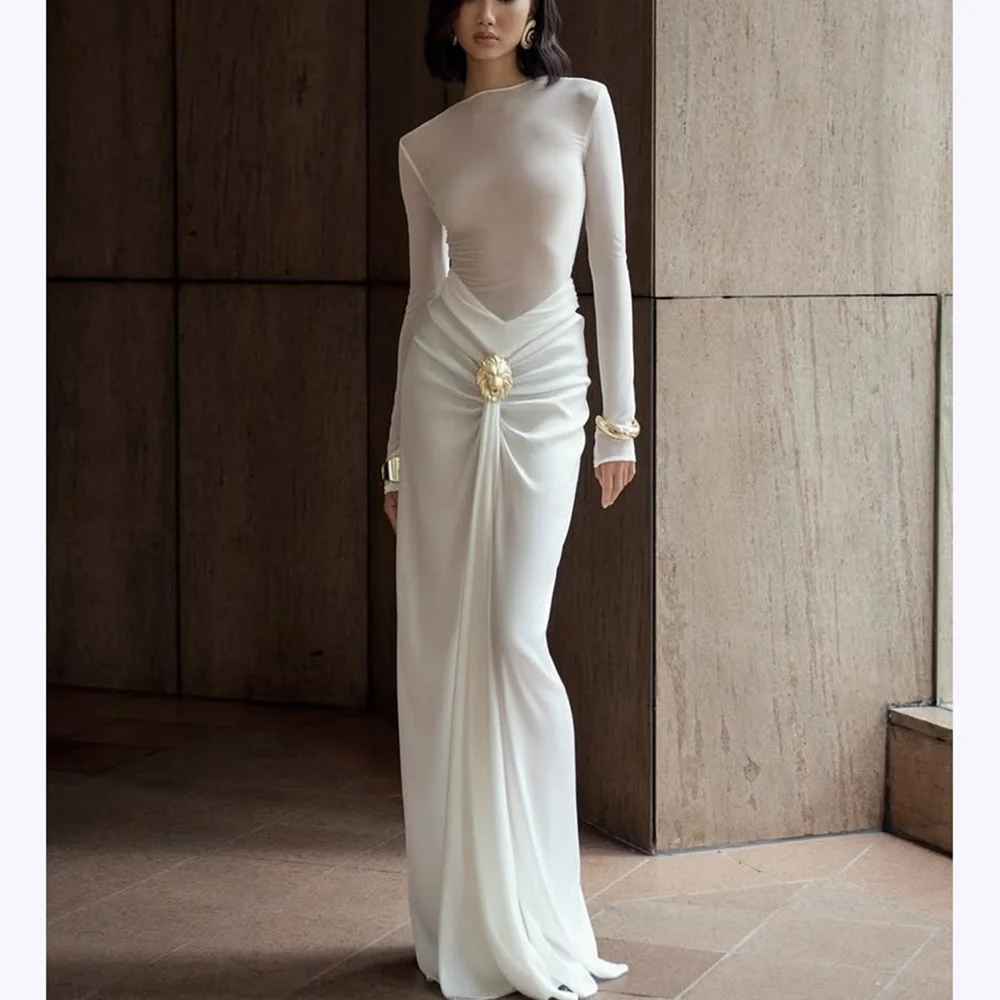

Vintage Prom Dresses For Women Full Sleeves High End Mermaid Celebration Formal Occasion Evening Party Gown Classic Chic
