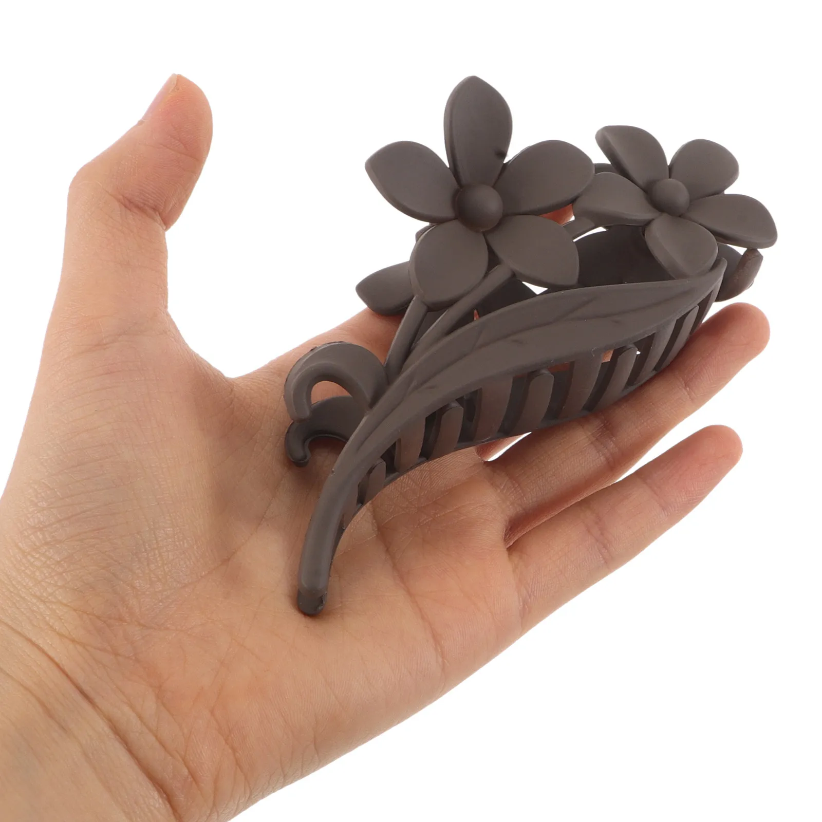 

2Pcs Elegant Floral Hair Claw Clips High-End Rectangular Frosted Nonslip Strong Hold Styling Hairpins for Women