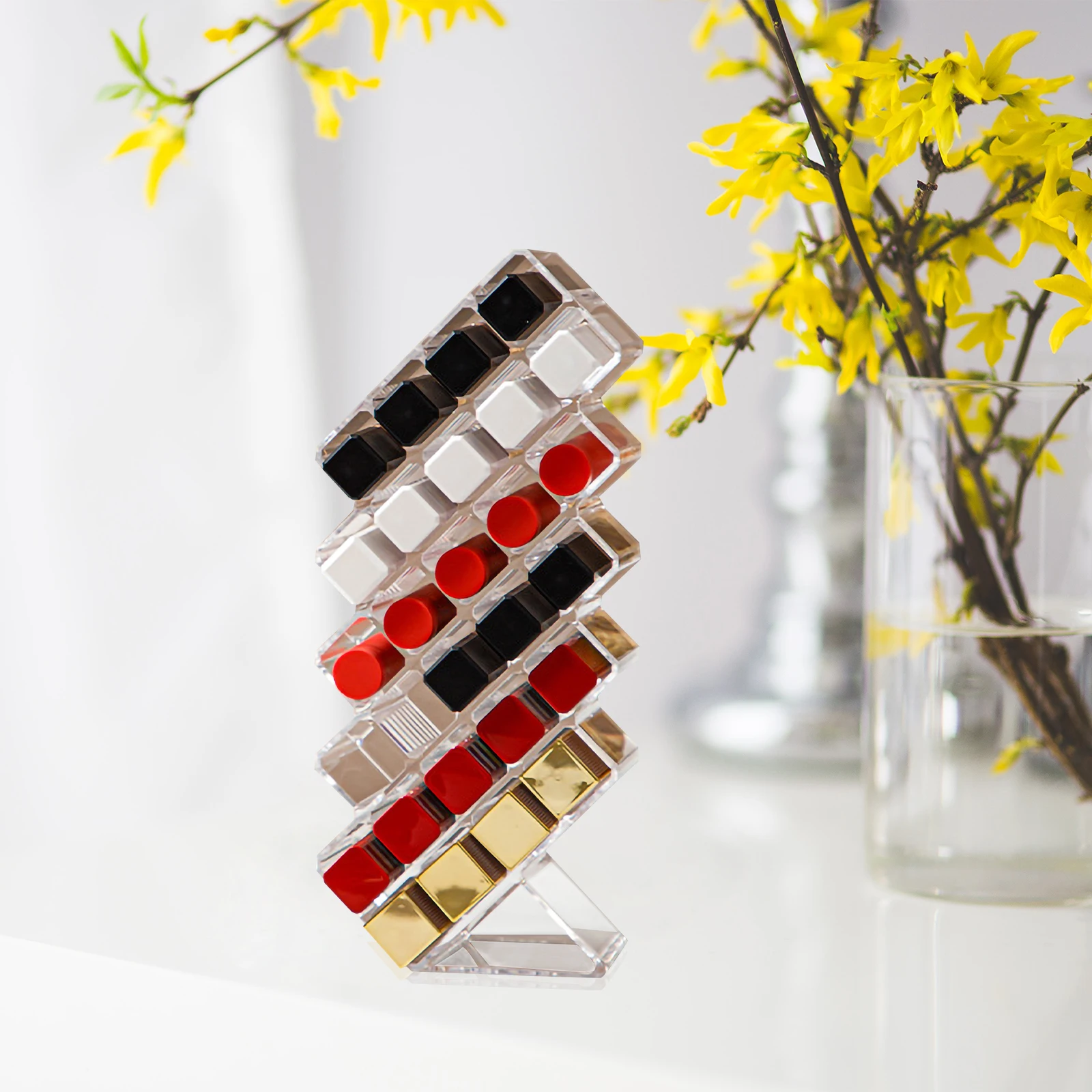 

Transparent Lipstick Holder Organizer Acrylic Desktop Storage Rack Makeup Display Stand Large Capacity Clear Holder