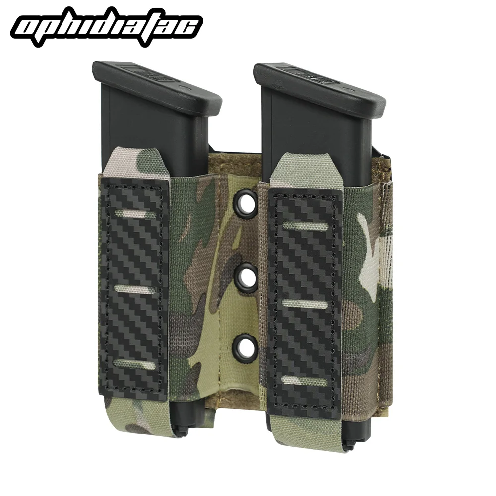 OPHIDIANTAC  Mag Pouch 9mm Double Mag Carrier Carbon Fiber MOLLE Pouch