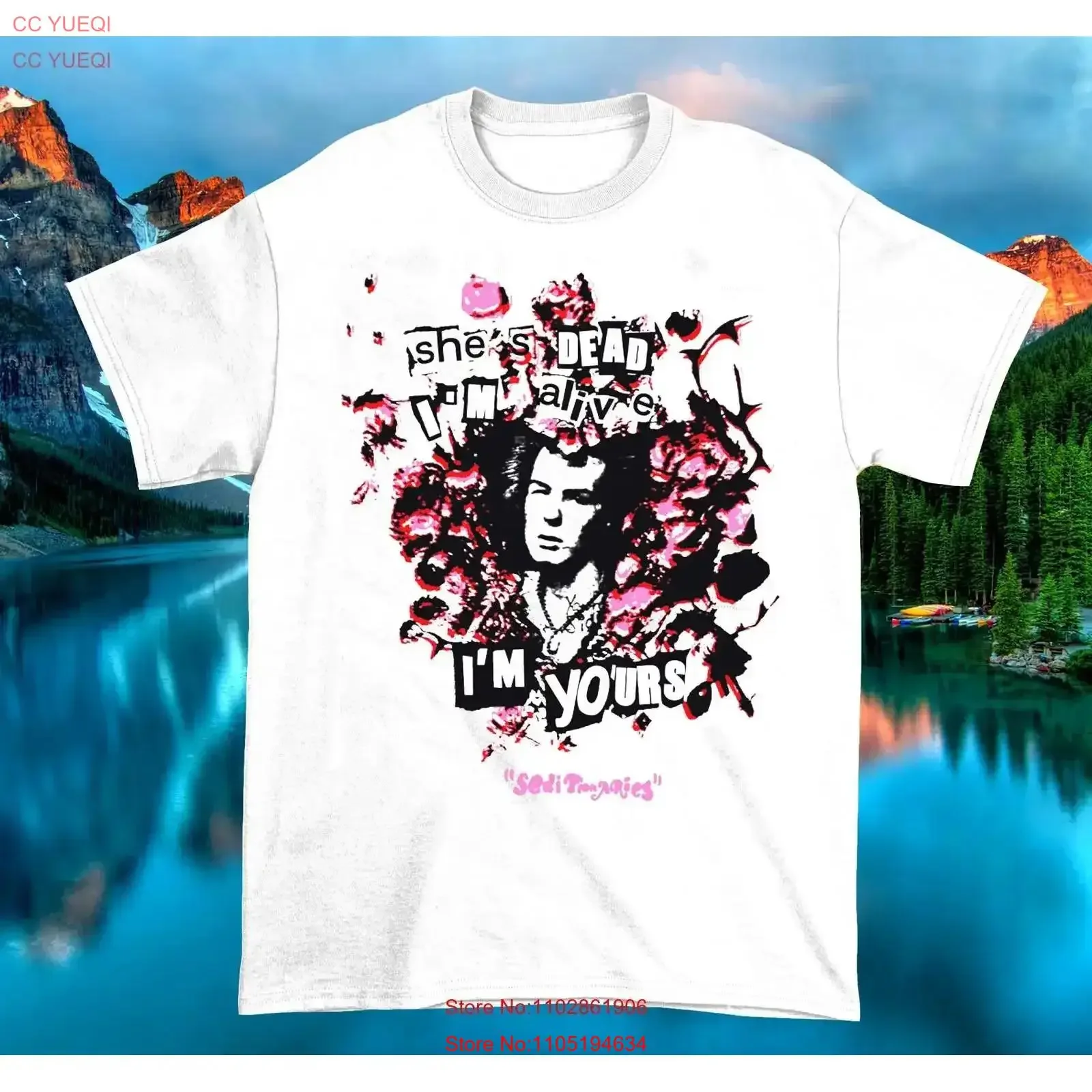 Vtg She's Dead I'm Alive Yours T-shirt blanc en coton pleine taille vintage lavé étiré élégant haut respirant pour un usage quotidien