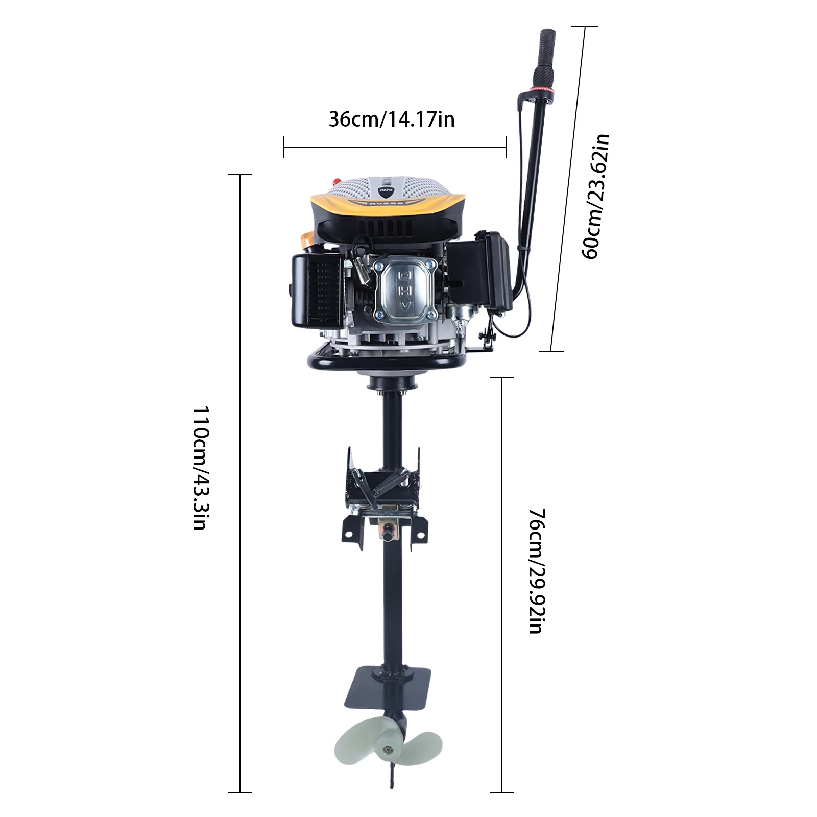 Heavy Duty 4Stroke 4.3kw Outboard Motor Gas powered Boat Engine with Air Cooling for Inflatable Boats, Iron Boats, Plastic Boats