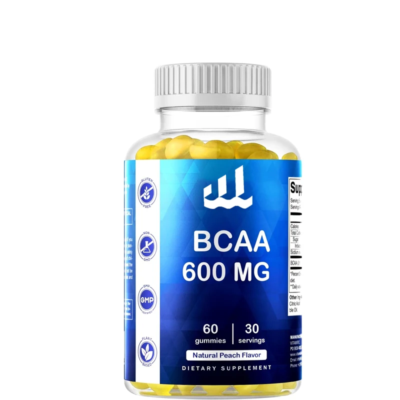 BCAA gummies - branched chain amino acid supplements -600mg-60 servings of pure pectin gummies per serving