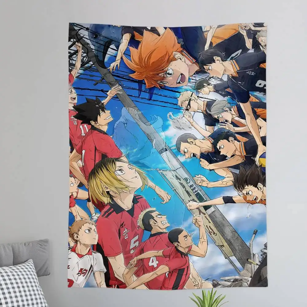 H-Haikyuu Anime Volleyball Colorful Tapestry Wall Hanging Bohemian Wall Tapestries Mandala Wall Art Decor