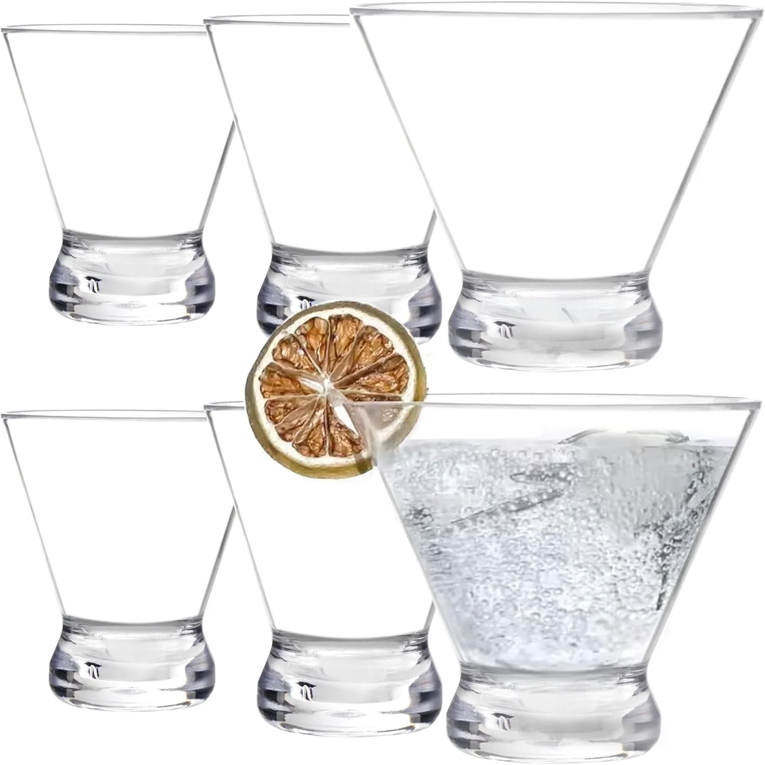 6 Pack Plastic  Glasses, 8 Ounce Shatterproof  Cups, Stemless  Glasses