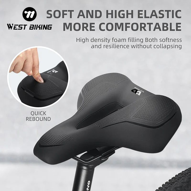 

WEST BIKING Bicycle Saddle Thicken Comfortable Shockproof Travel Cycling Seat Hollow Non-slip Soft Cushion MTB Road Bike Saddle