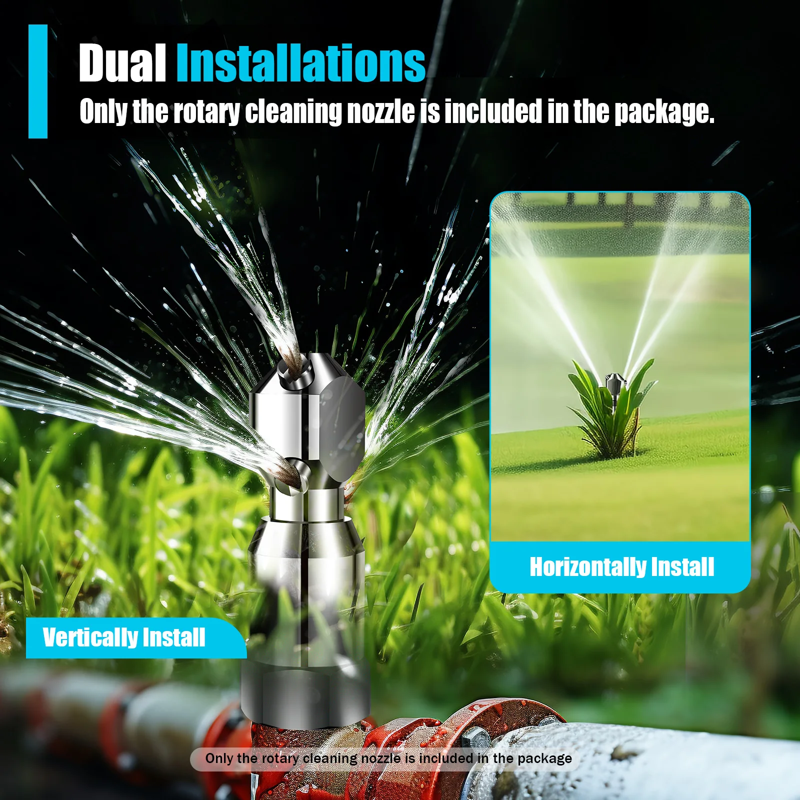 Rotierende Sprühtankstrahldüse, 3/4-Zoll-Waschdüse mit Innengewinde, 3 Köpfe – rotierende Waschdüsen aus Edelstahl