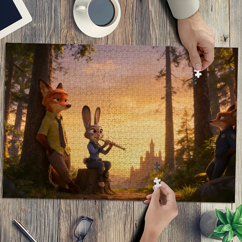 Puzzle de 1000 pièces Disney Zootopia Judy Hopps et Nick Wilde, divertissement familial, décoration de maison DIY, puzzle de jeu, cadeau idéal