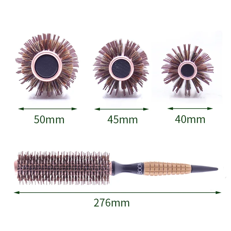 Round Barrel Boar Cerdas Escova de Cabelo para Mulheres, Sopro, Curling, Styling, Wood Comb, Anti Estático, Roll Hairbrush, Atacado, 6 Pcs, Caixa