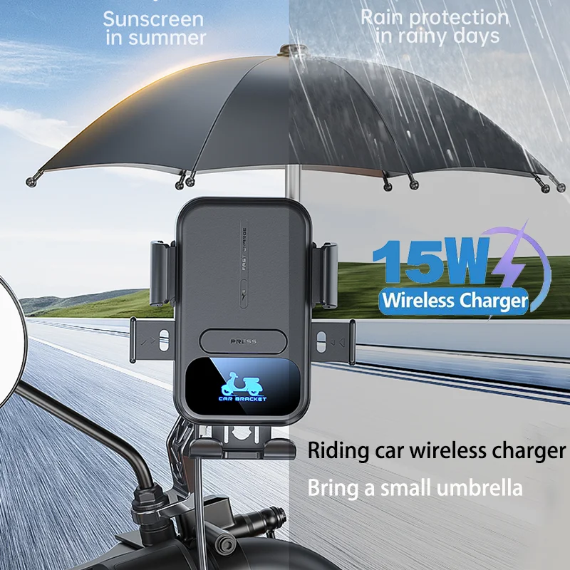 New Electric Vehicle Motorcycle Rearview Mirror Phone Holder for Outdoor Riding Shockproof Bicycle Wireless Phone Charger