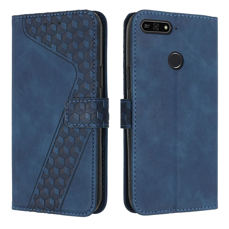 For Honor 7A Pro Case Huawei Honor 7A Pro Capa 3D Geometric Lattice Wallet Case on for Huawei Honor7A 7 A AUM-L29 Phone Cover