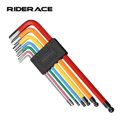 7Pcs Bicycle Hex Key Set Color Coded Ball-end Hex Allen Key L Wrench Mountain Road Bike Repair Tool Opening 1.5/2/2.5/3/4/5/6mm