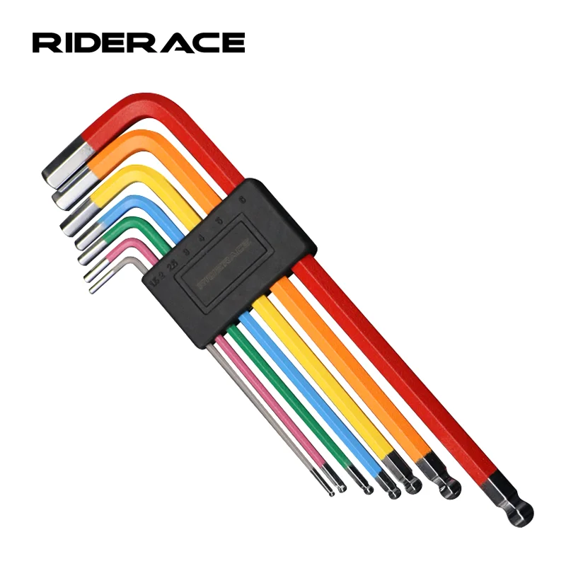 7Pcs Bicycle Hex Key Set Color Coded Ball-end Hex Allen Key L Wrench Mountain Road Bike Repair Tool Opening 1.5/2/2.5/3/4/5/6mm