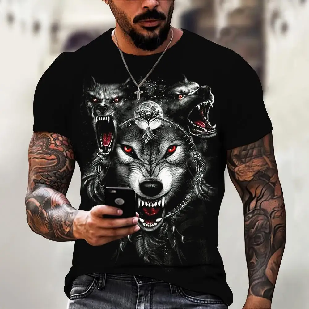 Wolf T-Shirt 3d Digital Animal Print Graphic camisa hombre Causal Tees Short Sleeves Comfortable Pullover Tops Men\'s Clothing