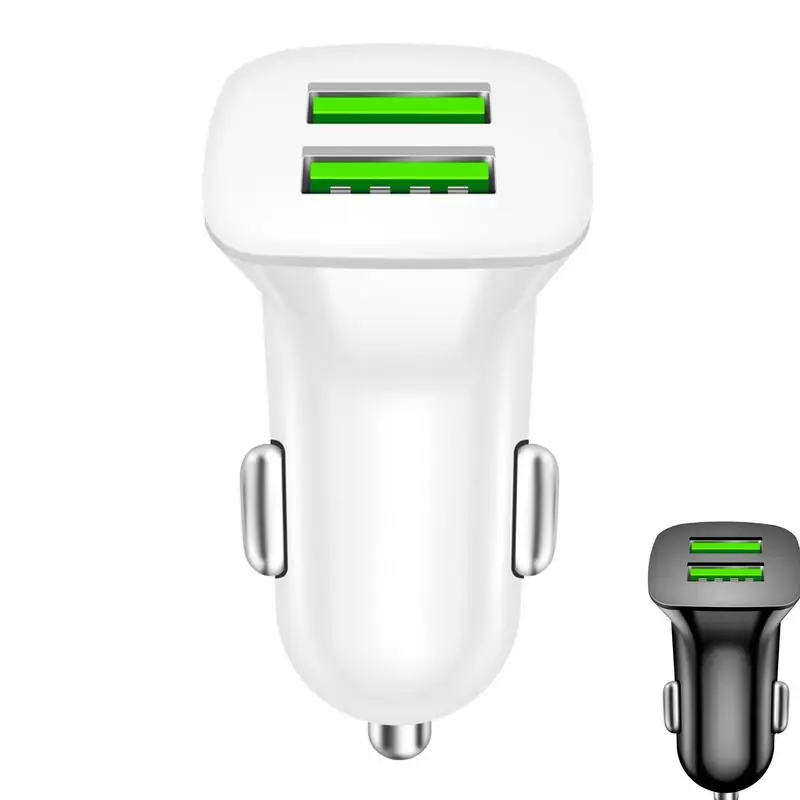 Dual USB Car Charger 5V 3.1A Fast Charing 2 Port 12-24V Cigarette Socket Lighter Mini Car USB C Charger For Vehicle